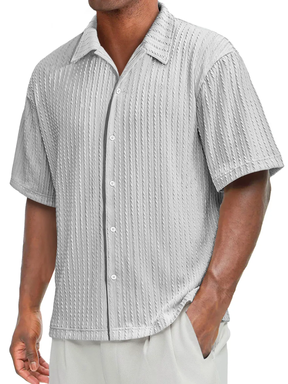 Tailored Short Sleeve Open Collar Shirt