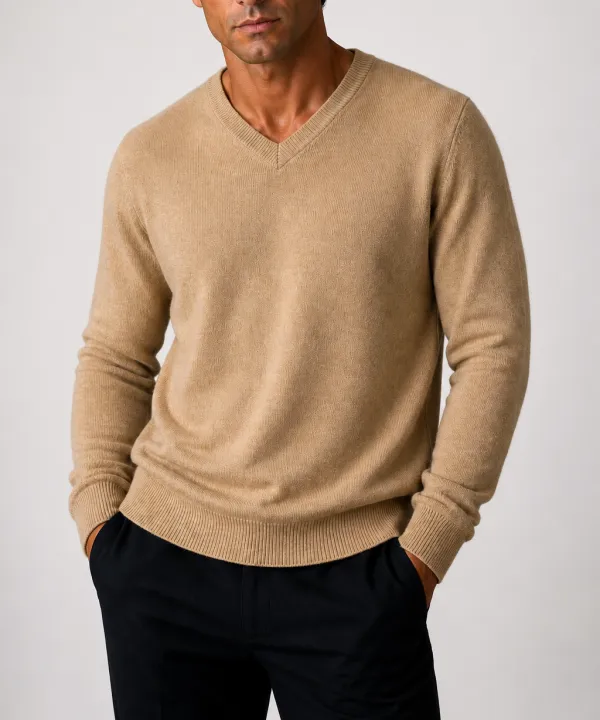 Merino Cashmere V Neck Pullover