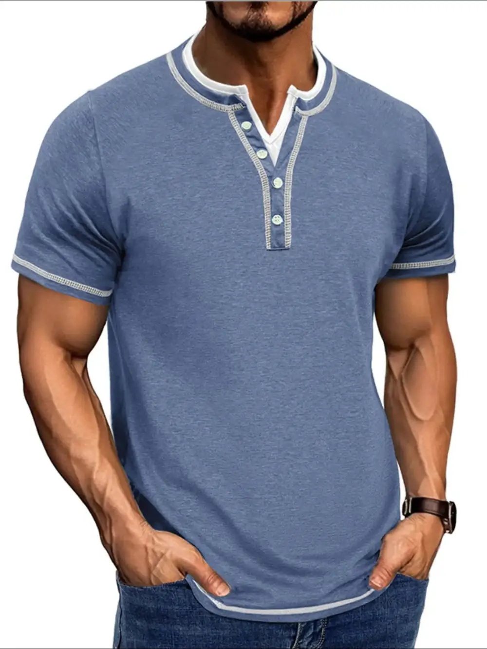 Soft Contrast Detail Collared Polo Shirt