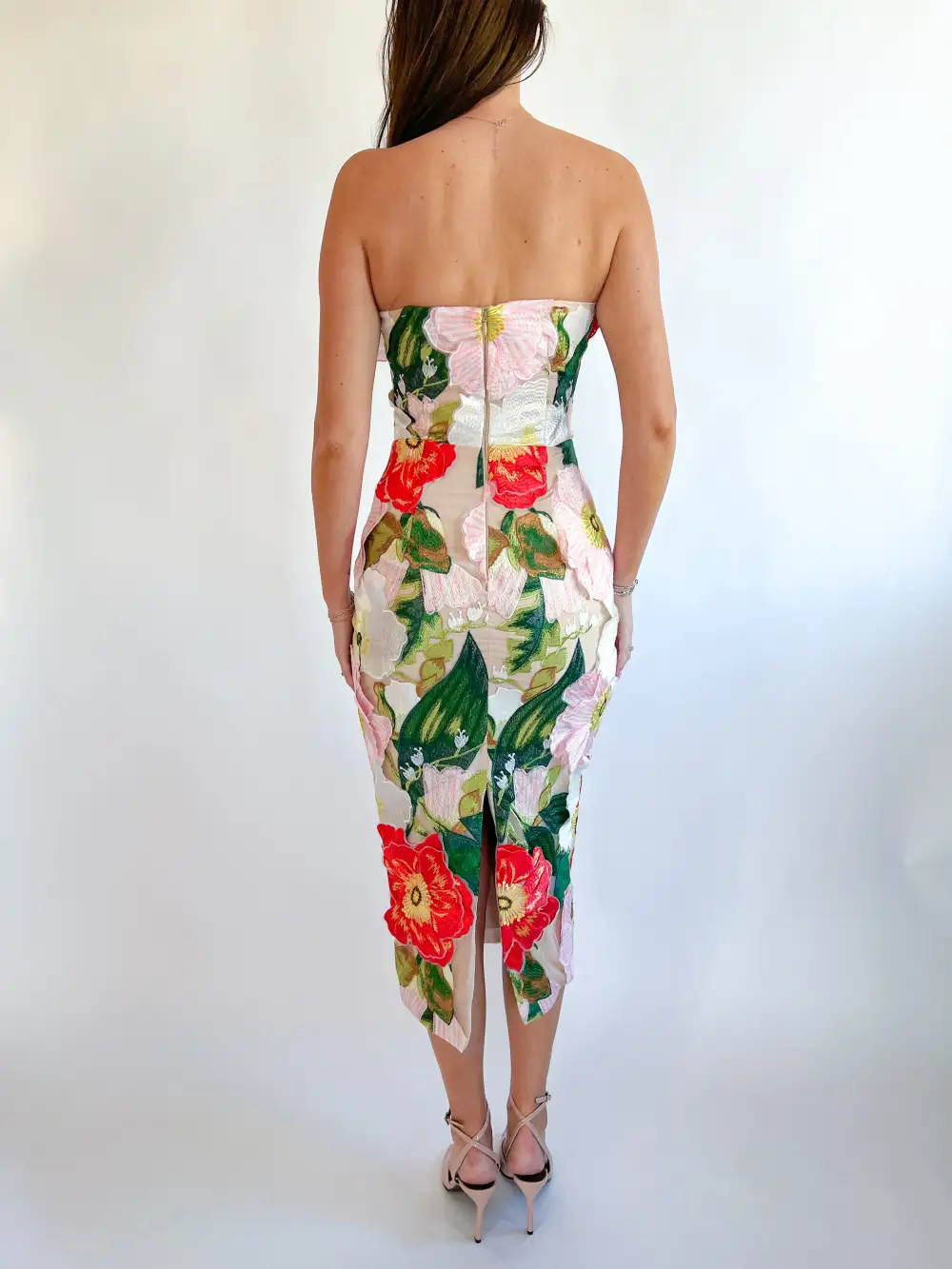 Strapless Midi Detail Dress Trim