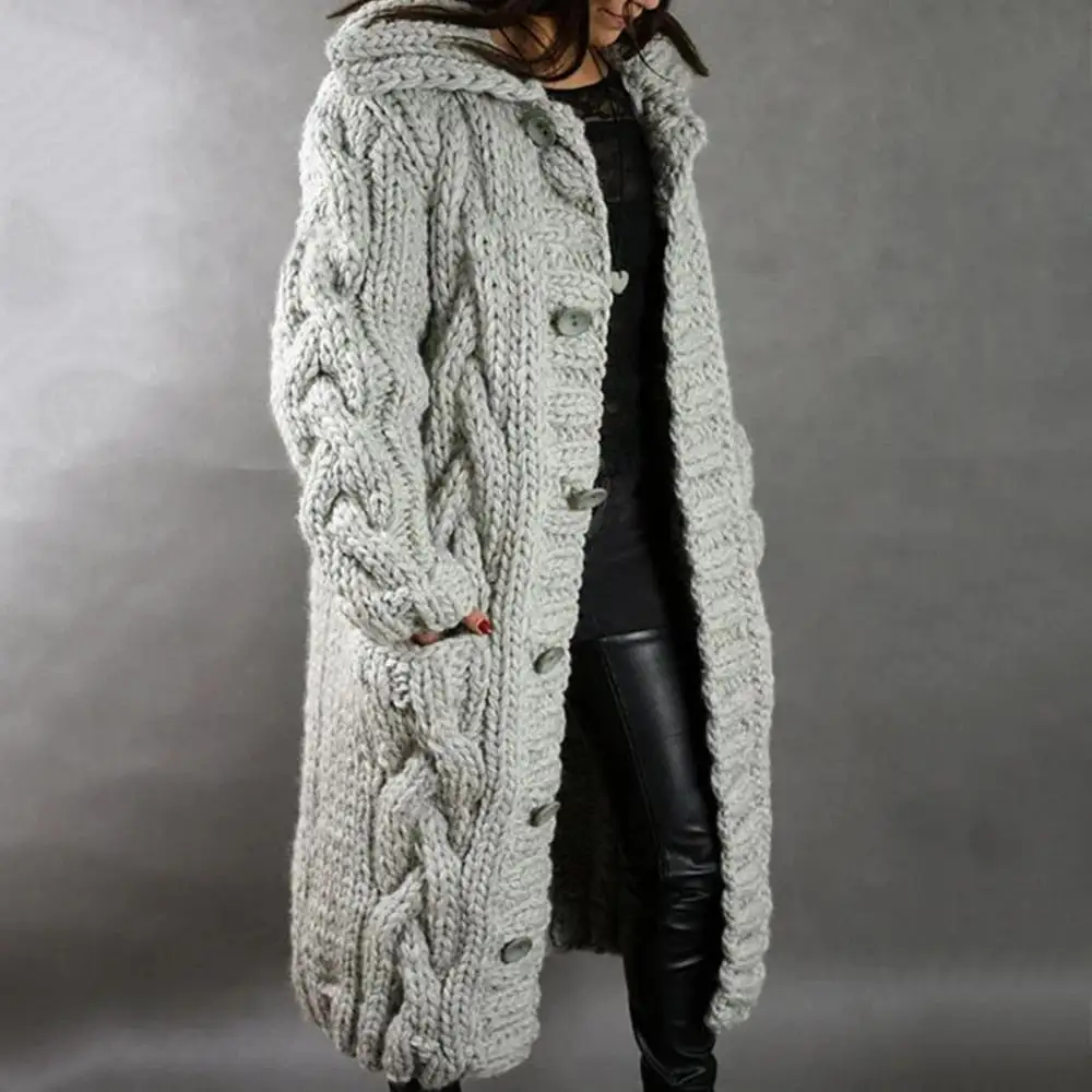 Oversized Cable Knit Button Cardigan