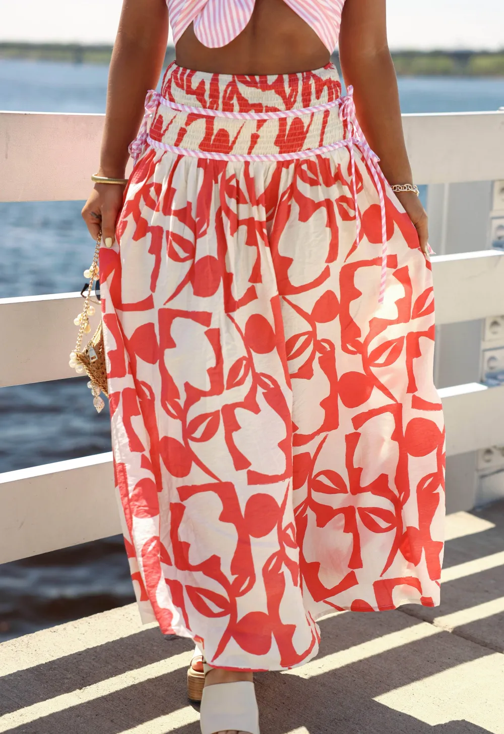 Sheer Elastic Waist Maxi Skirt