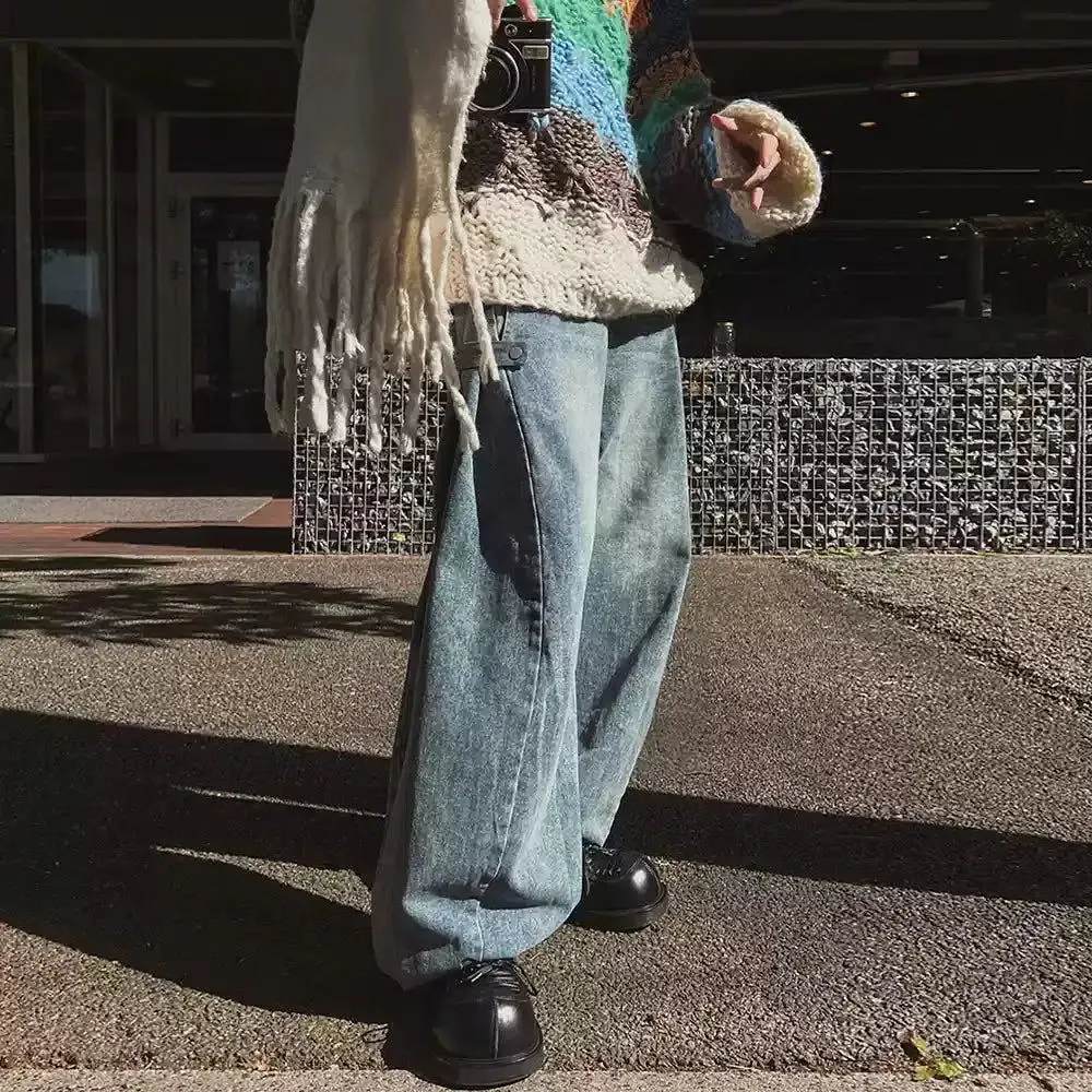 Draped Wide-Leg Jeans