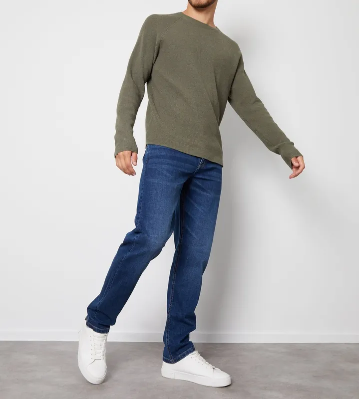 Mid Wash Straight-Leg Jeans