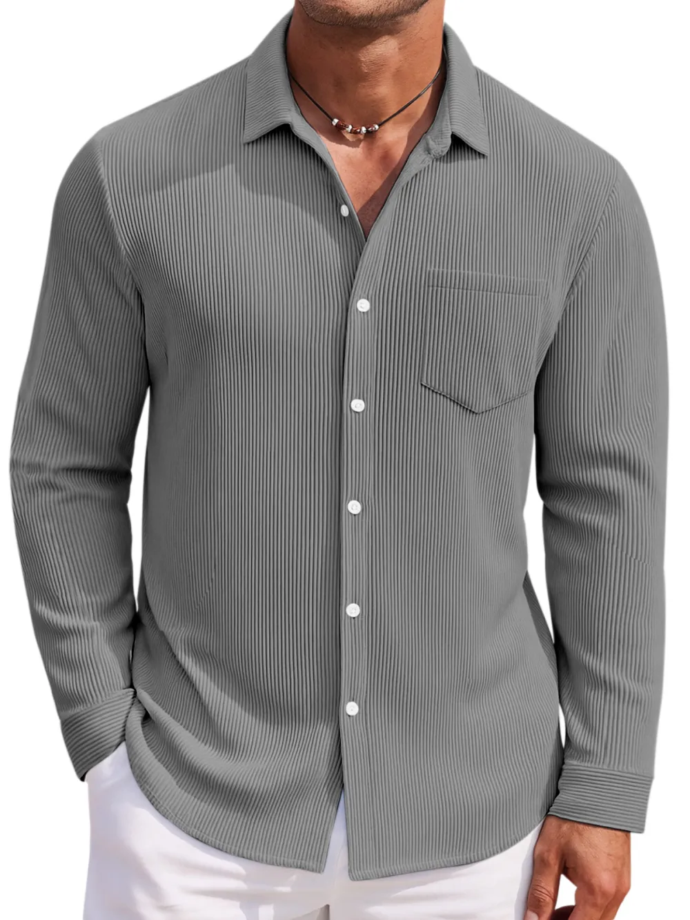 Long Sleeve Open Collar Shirt