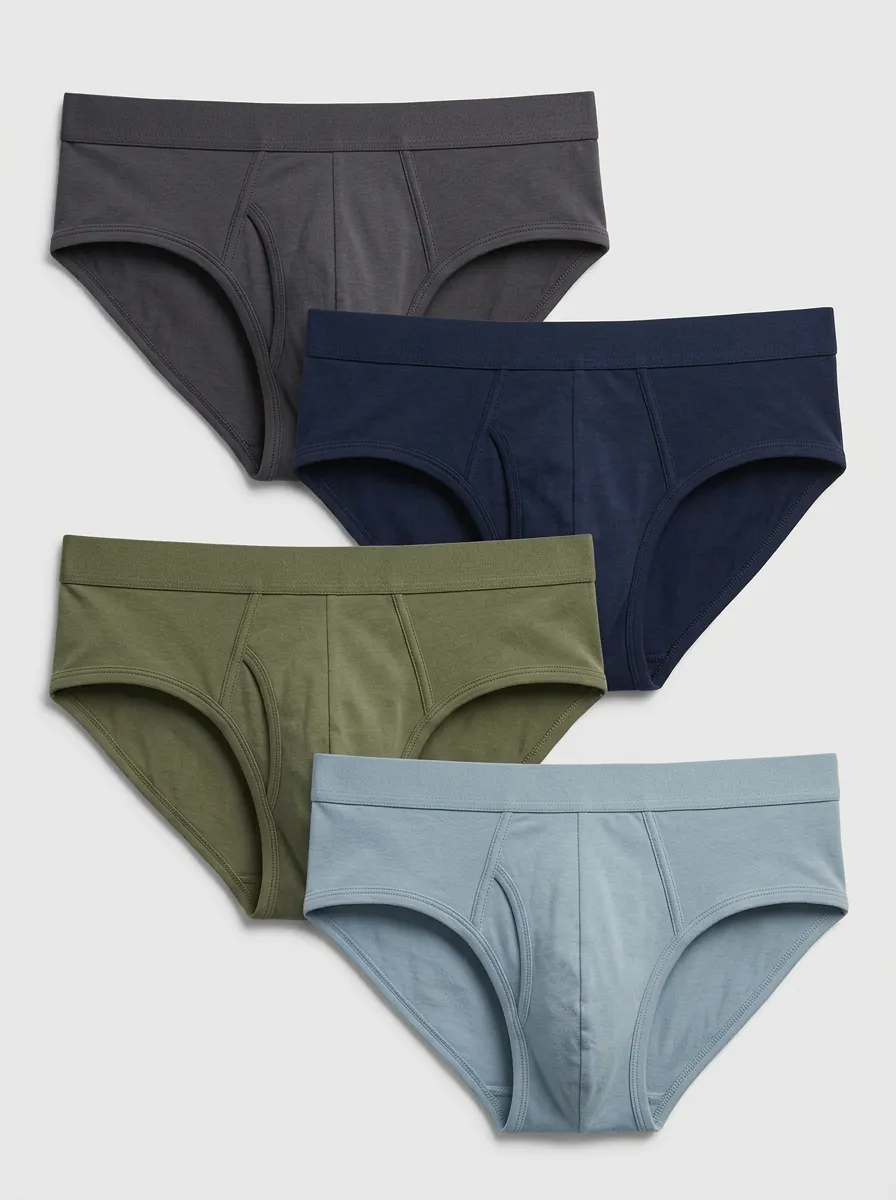 Men's Four-Pair Mid-Rise Fly-Front Brief Set