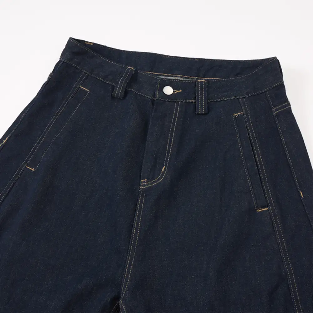 Wide Leg High Waist Patchwork Denim Jeans