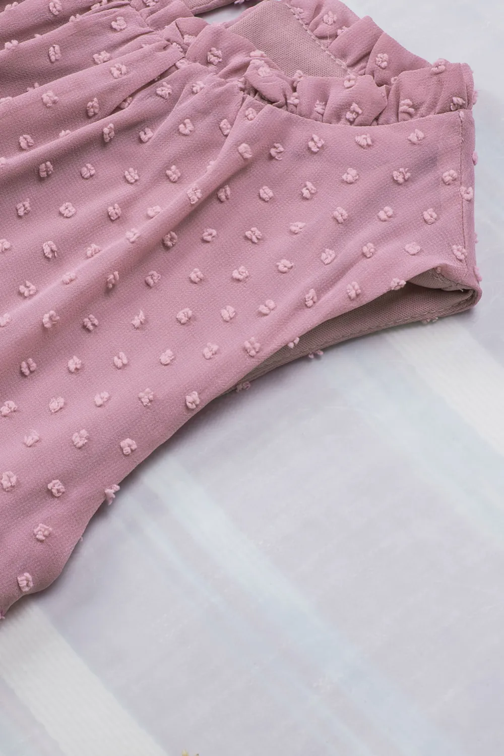 Pink Swiss Dot Sleeveless Ruffle Tank Top