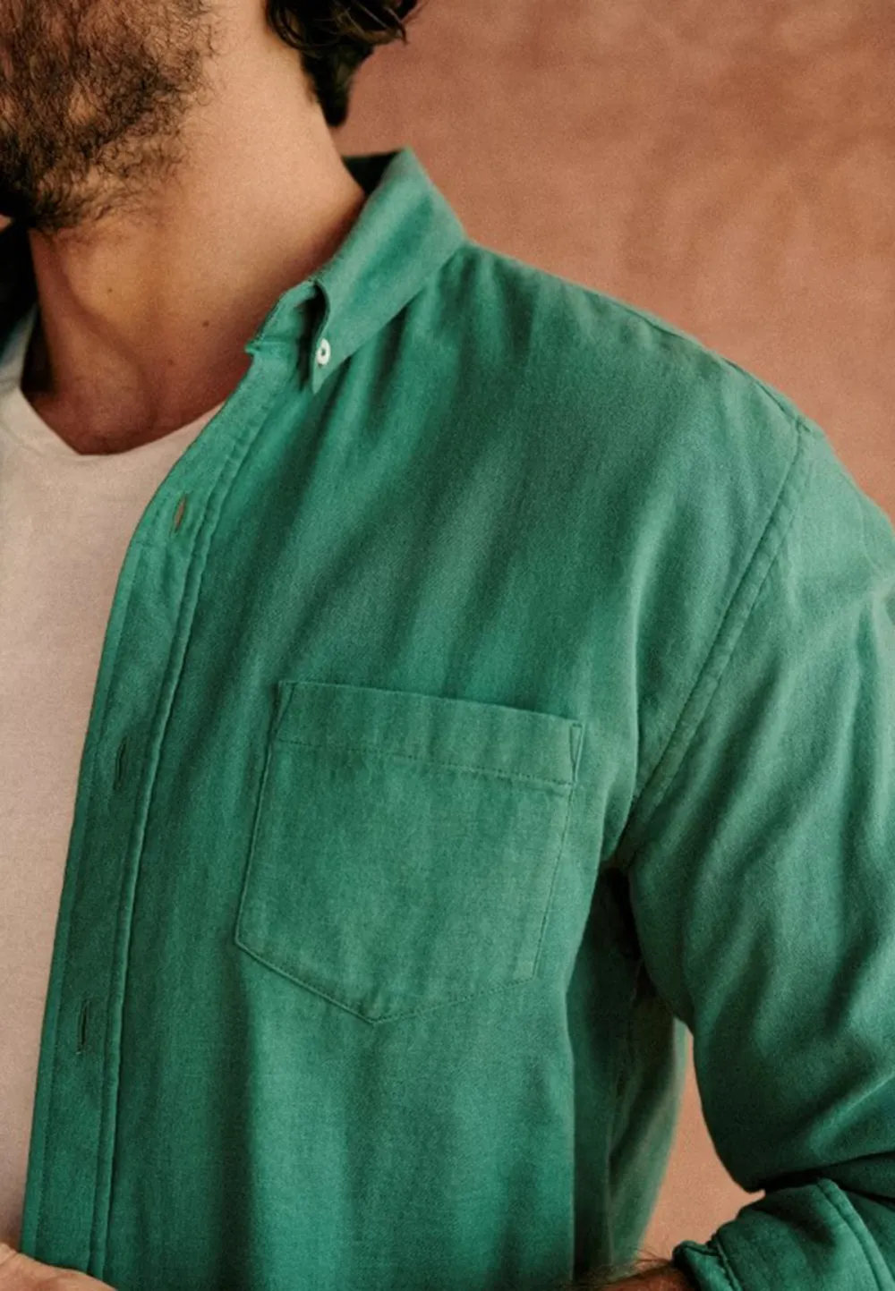 Teal Linen Blend Adjustable Cuff Button Down Shirt