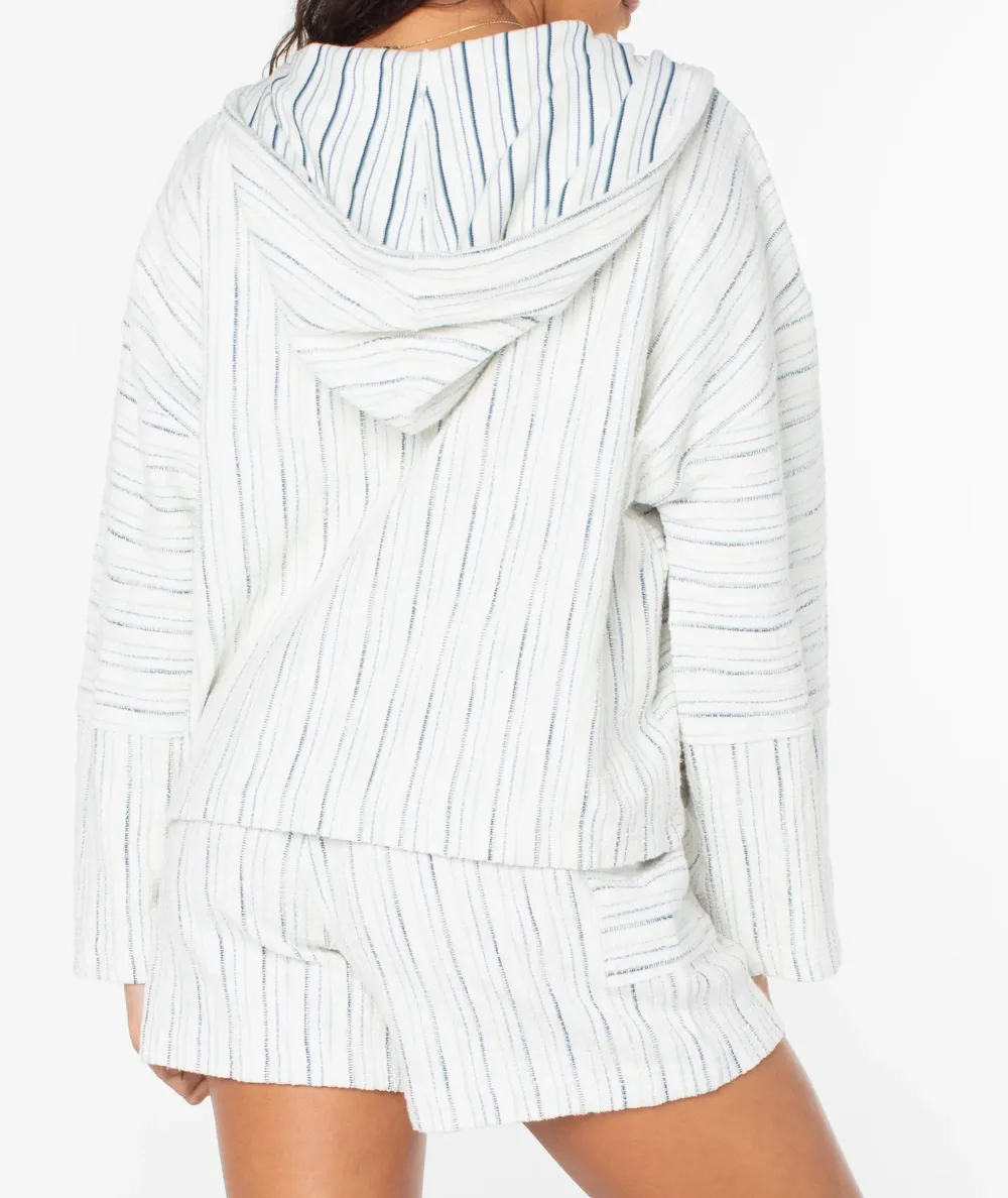 White Striped Oversized Crewneck Sweatshirt