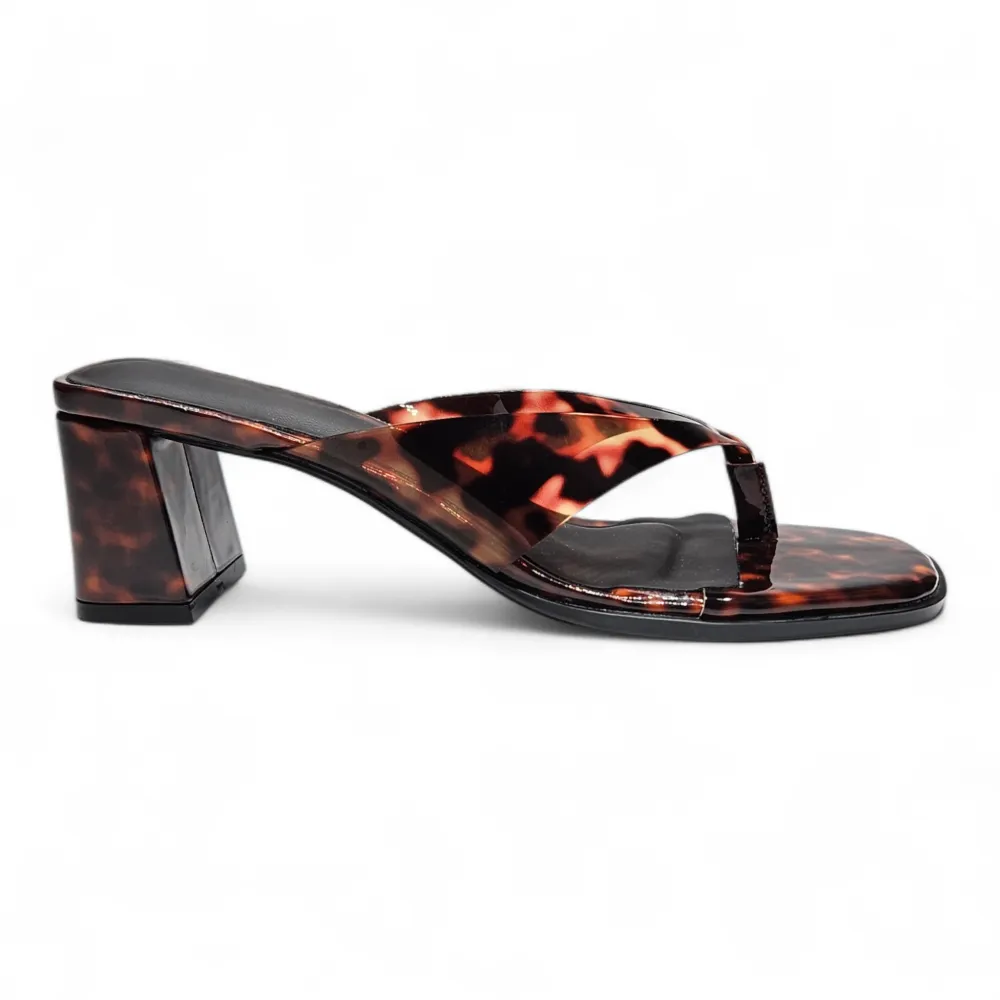 Luxe Patent Thong Block Heel Sandal