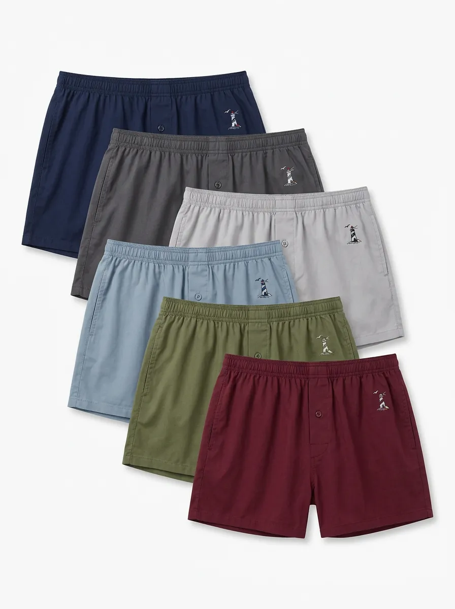 Men's Lighthouse Embroidered Pocket Boxer Short Set