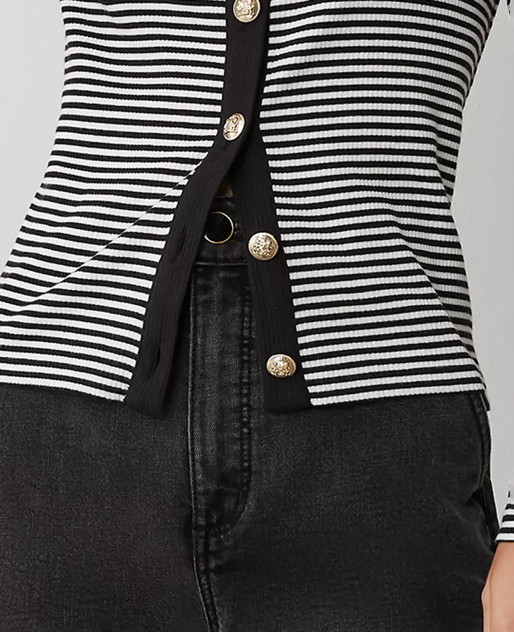Stripe Button Knit Jacket