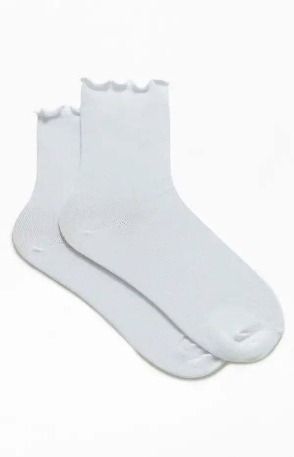 John Galt White Ruffle Socks