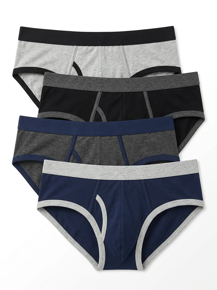 Men's 4-Pack Wide-Waist Contrast-Trim Briefs