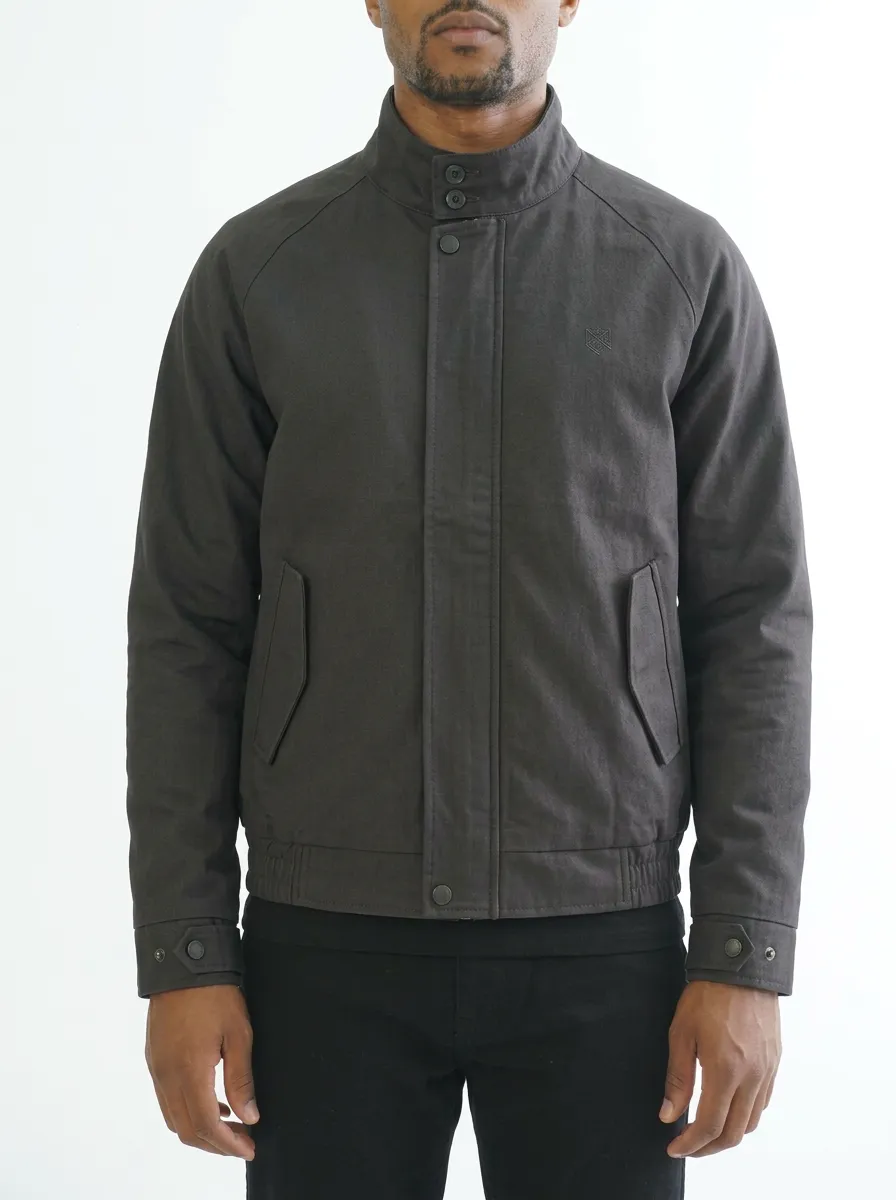 Men's Casual Minimalist Solid Charcoal Stand Collar Jacket