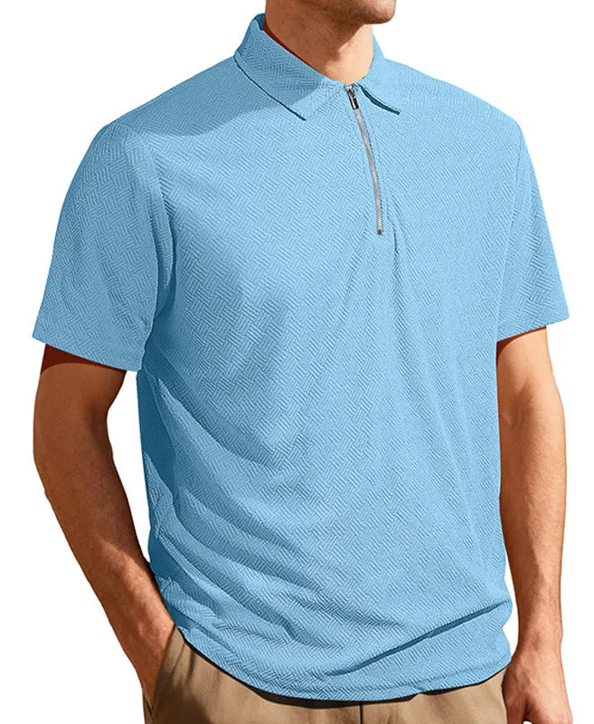 Jacquard Half Zip Slim Fit Polo Shirt