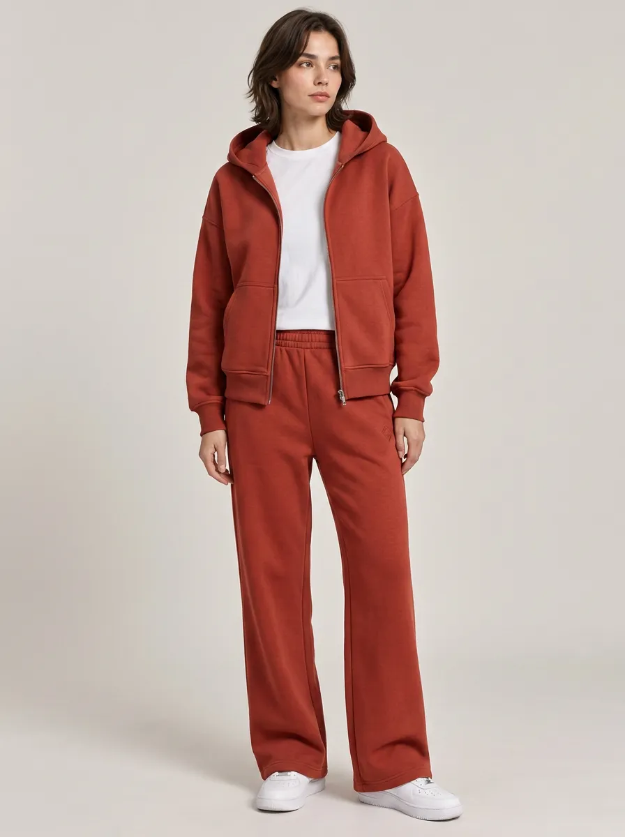 Unisex Soft Structure Minimalist Zip-Up Hoodie Jogger Set