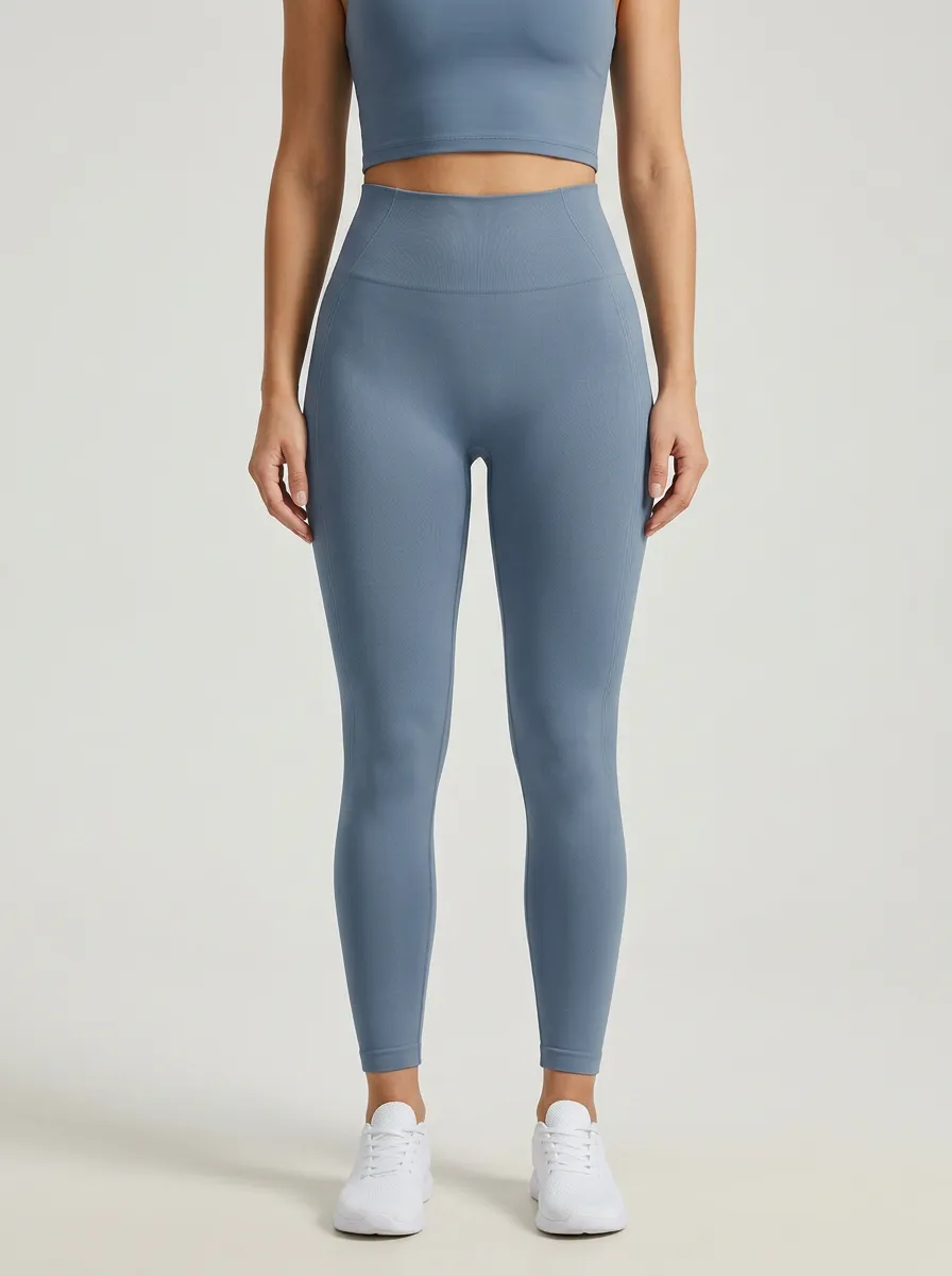 Women's Contoured-Hip Outer-Leg-Ribbed Seamless High-Rise Leggings