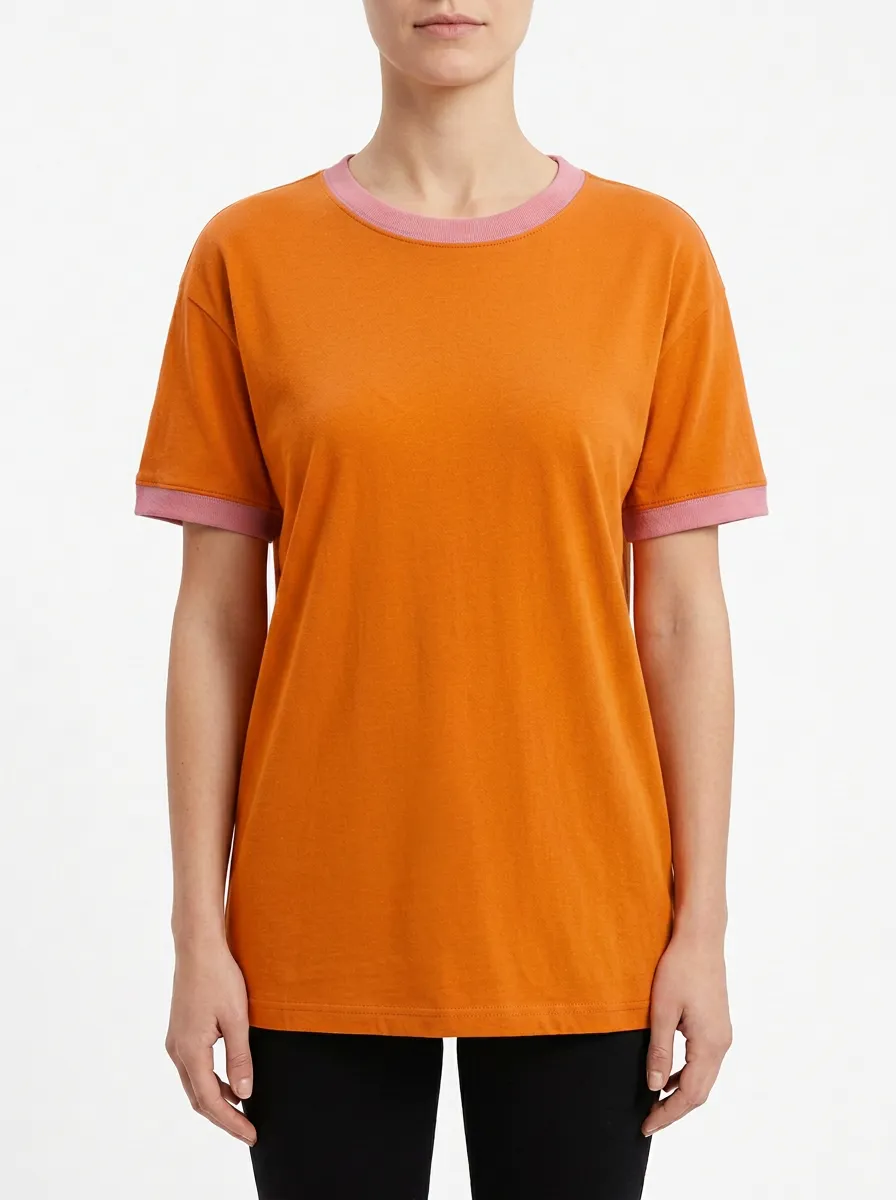 Women's Drop-Shoulder Crewneck Ringer T-Shirt
