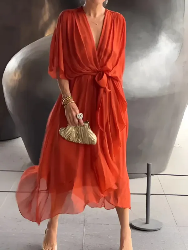  Wrap Midi Soft Dress