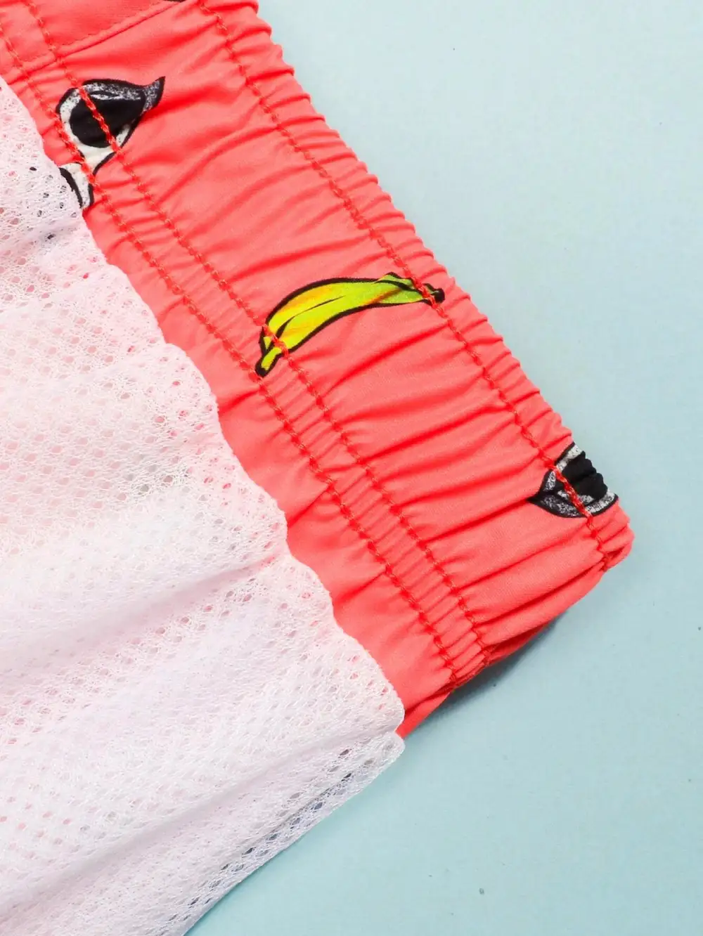 Men's Coastal Banana Print Drawstring Swim Trunks