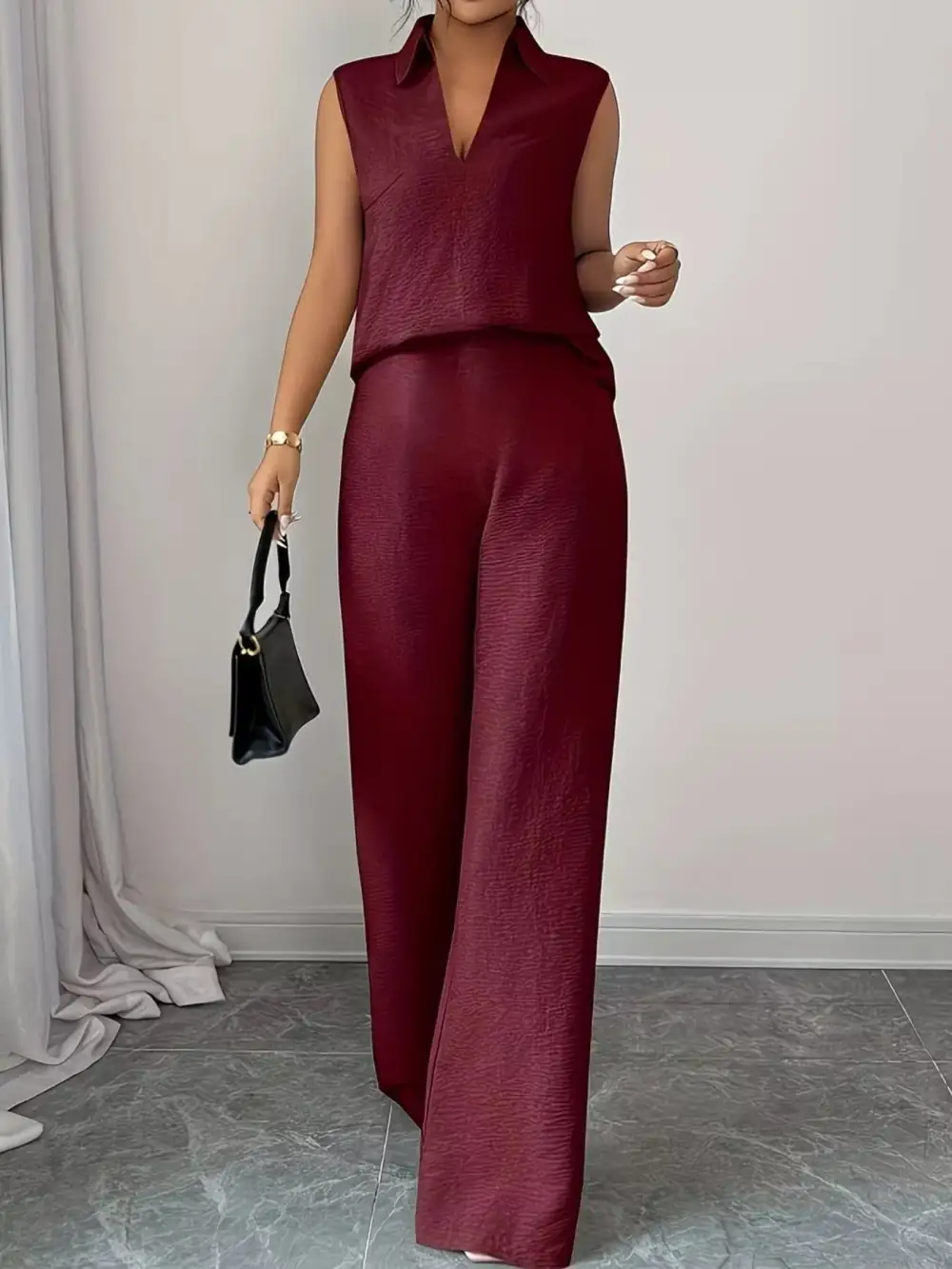 Sleeveless Top and Wide Leg Pants Set