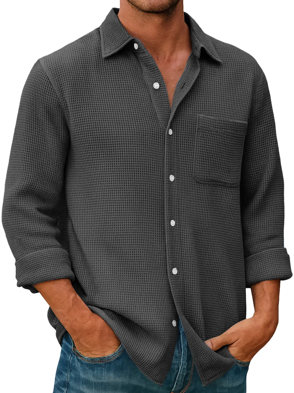 Textured Knit Pocket Shirt