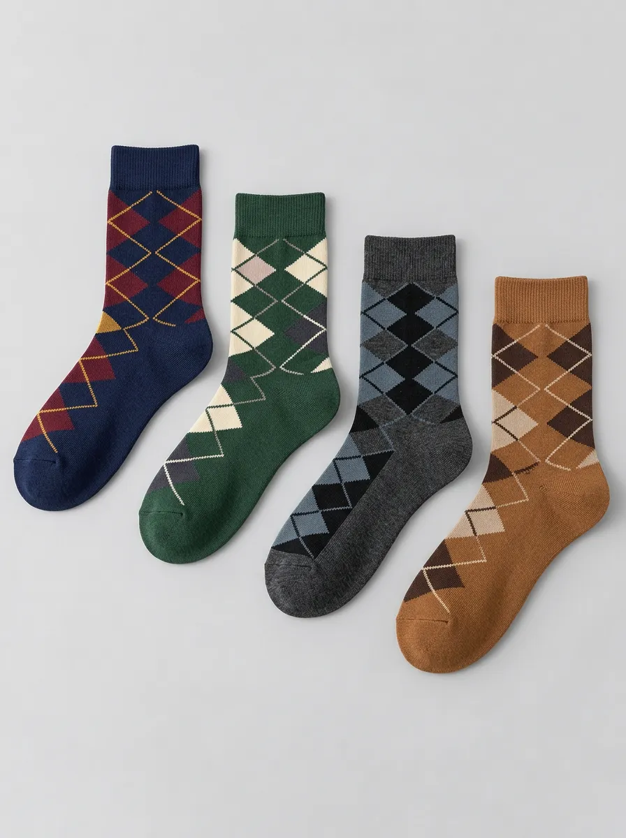 Men's Vintage Argyle Crew Socks 4-Pack