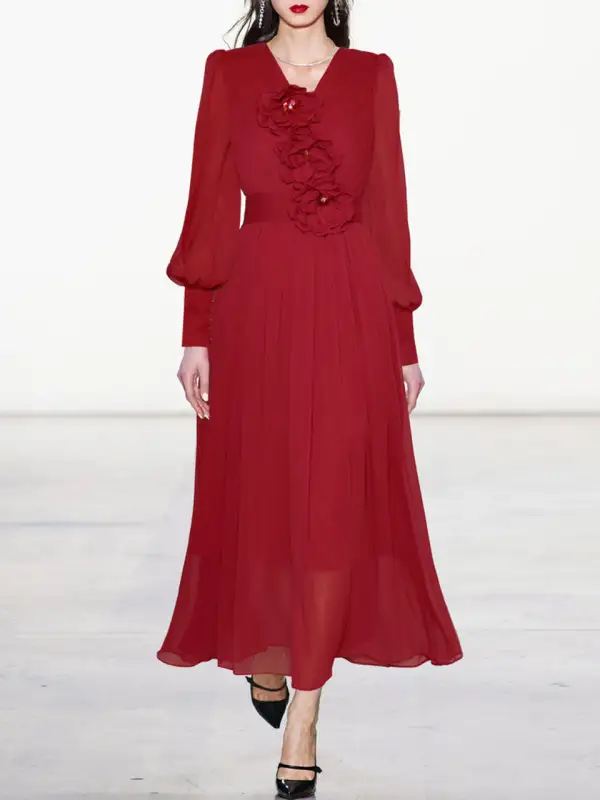 Chiffon Romantic Lantern Maxi Dress