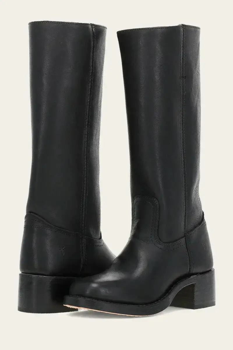 Leather Knee Tall Boots Western Cowboy Block Heel Boots