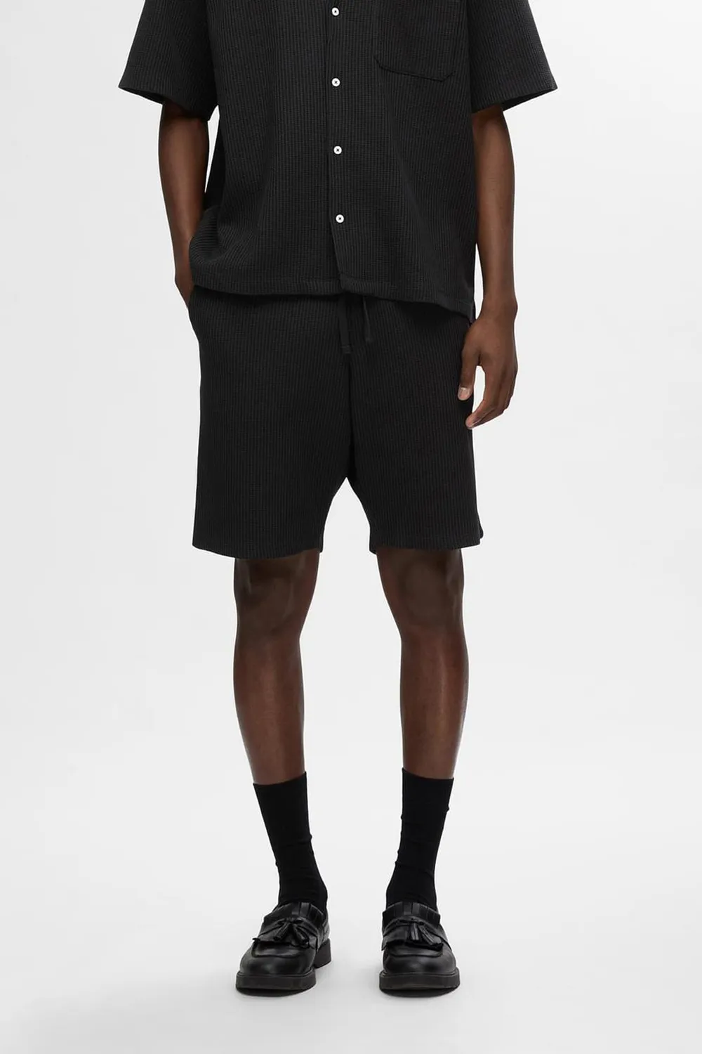 Casual Waffle Textured Co-ord Set Shorts