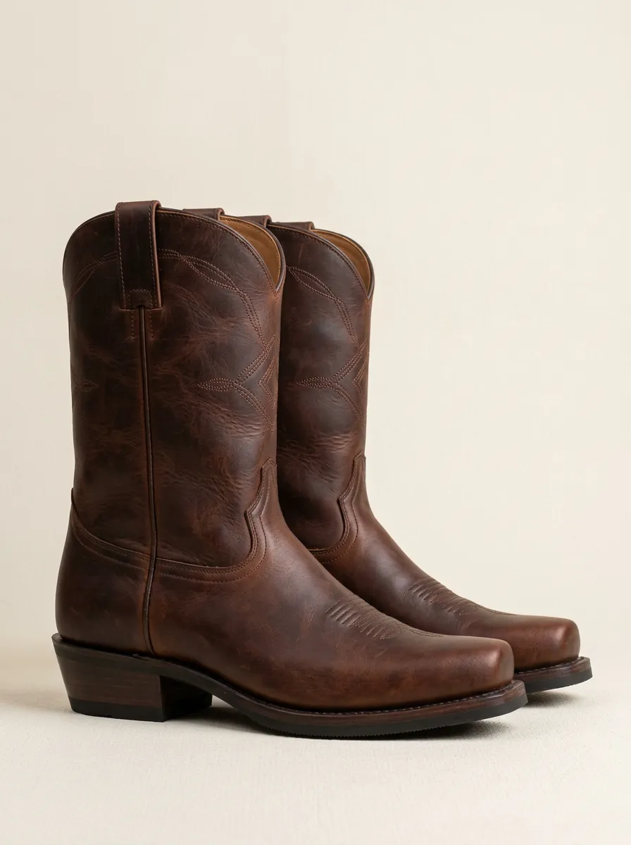 Men's Western-Stitch Square-Toe Pull-On Boots