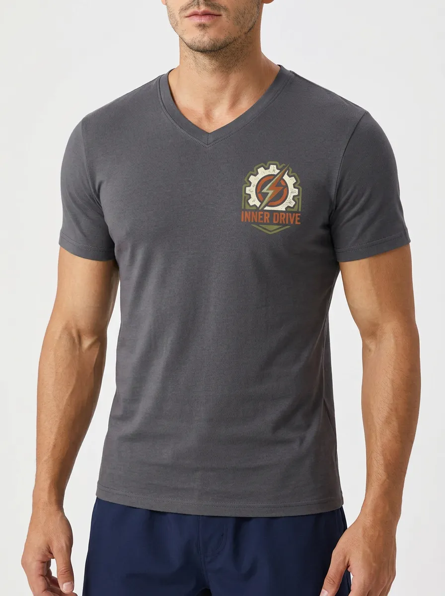 Men's Inner Drive Gear Lightning Printed V-neck T-shirt