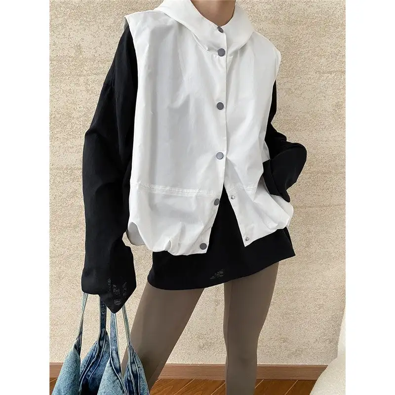 Contemporary Loose Hooded Sleeveless Vest
