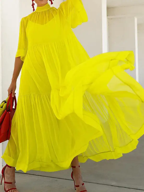 Pleated Neck Dress
