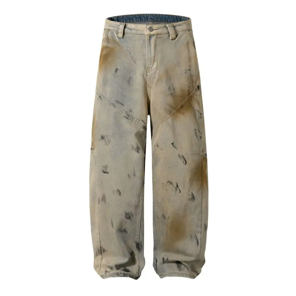 Relaxed Barrel Leg Washed Denim Jeans