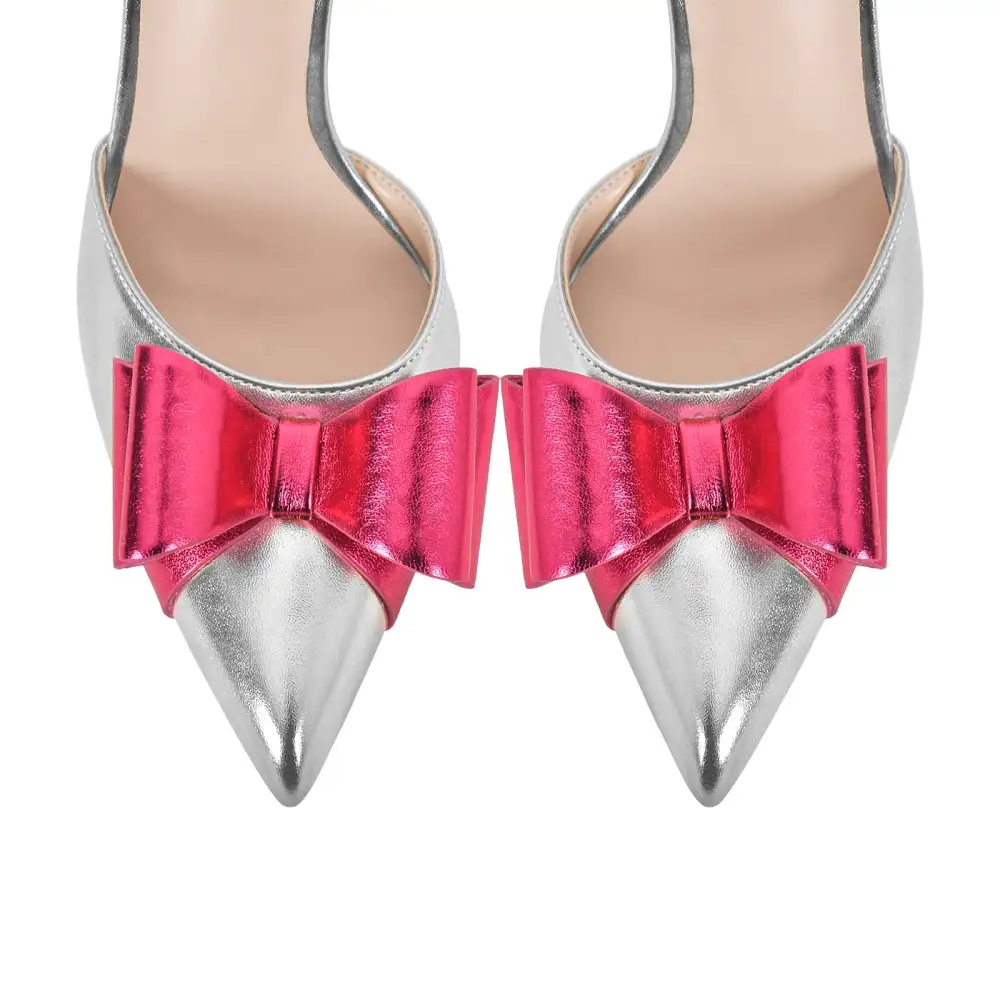 Bow Accent Pointed Toe Stiletto Slingback Pumps