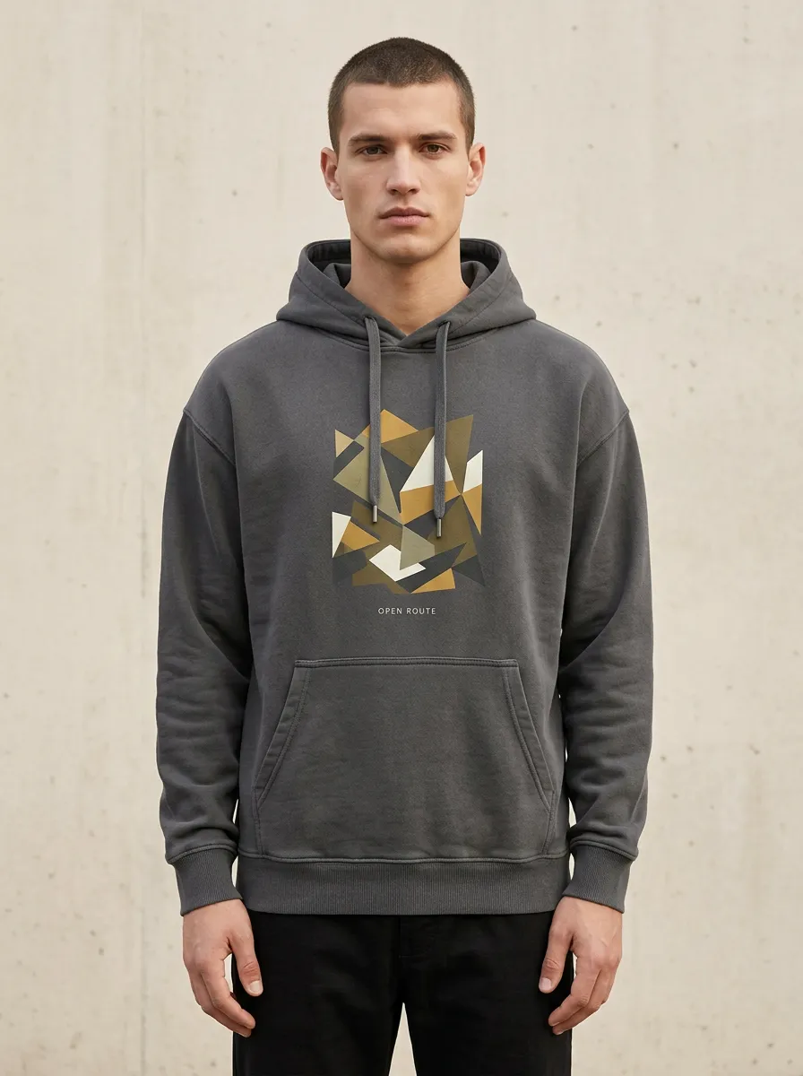 Men's Geometric Triangle Print Hoodie