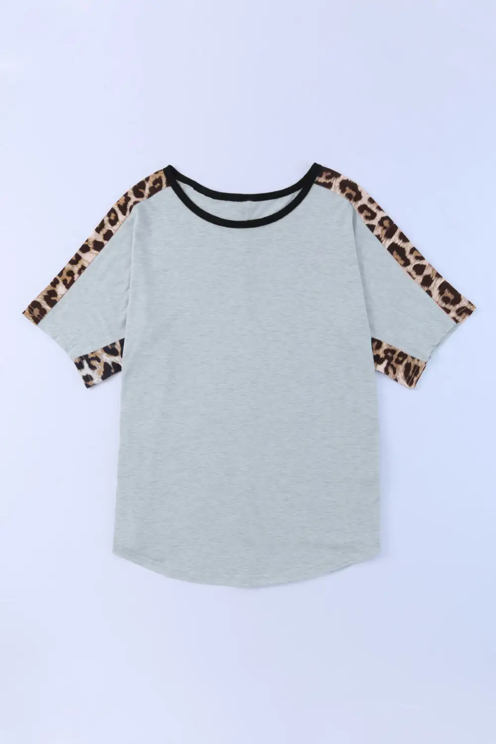 Leopard Splicing O-Neck Short Sleeve