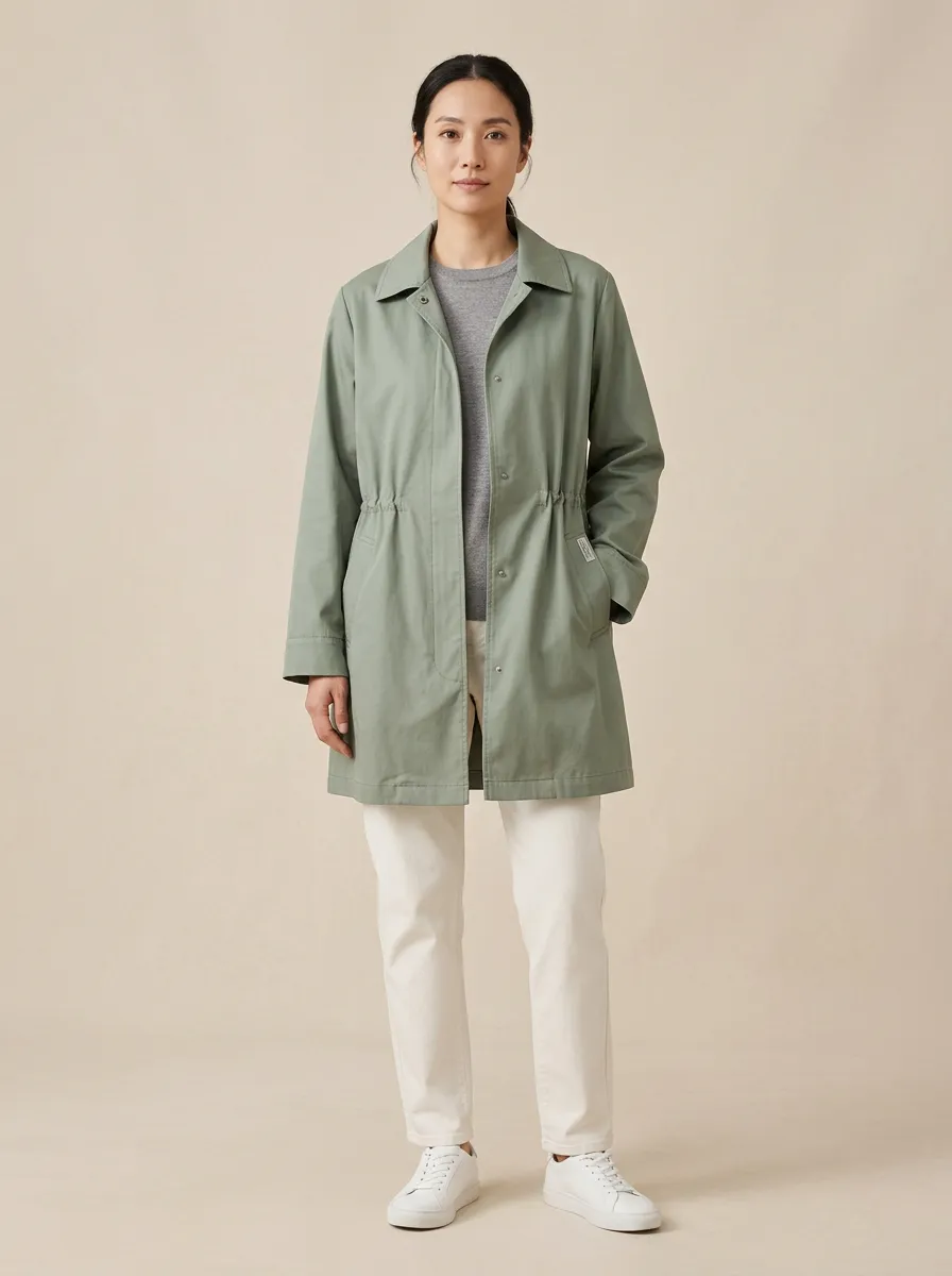 Coat Casual Drawstring Waist Utility Jacket