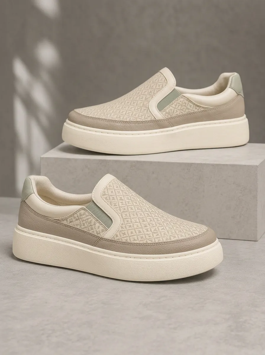 Men's Street Geometric Pattern Printed Slip-on Shoes