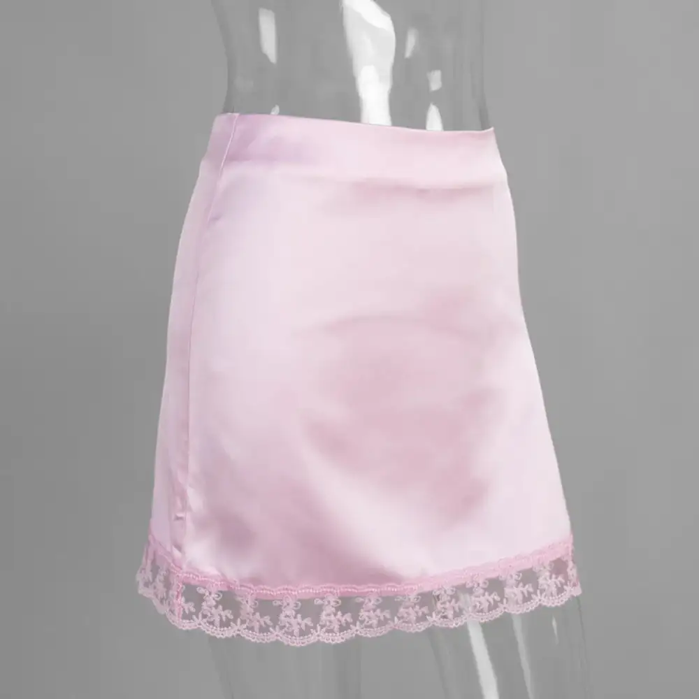 Mini Lace Satin A-Line Skirt