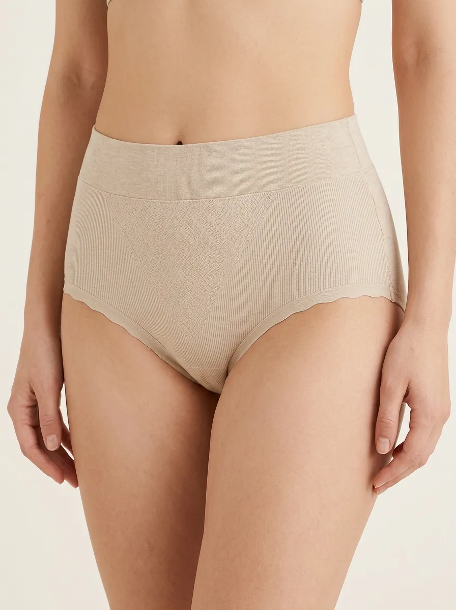 Classic Seamless Ribbed High-Waisted Classic Look Women's Panties