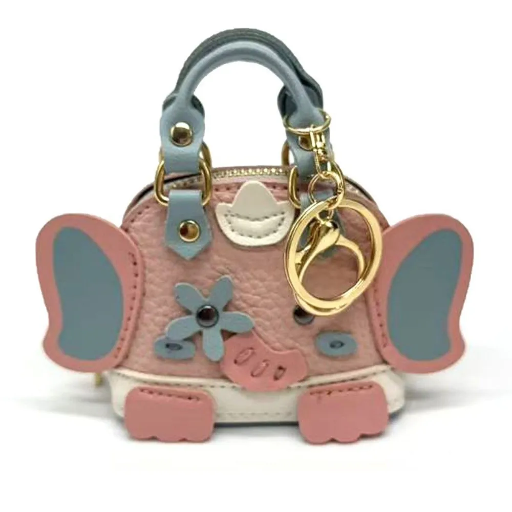 Elephant Keychain Mini Bag Charm Earphone Case Colorful Patchwork