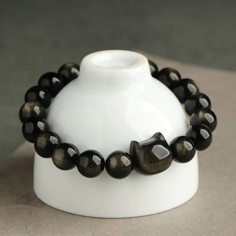 Obsidian Lovely Paw Cat Bracelet