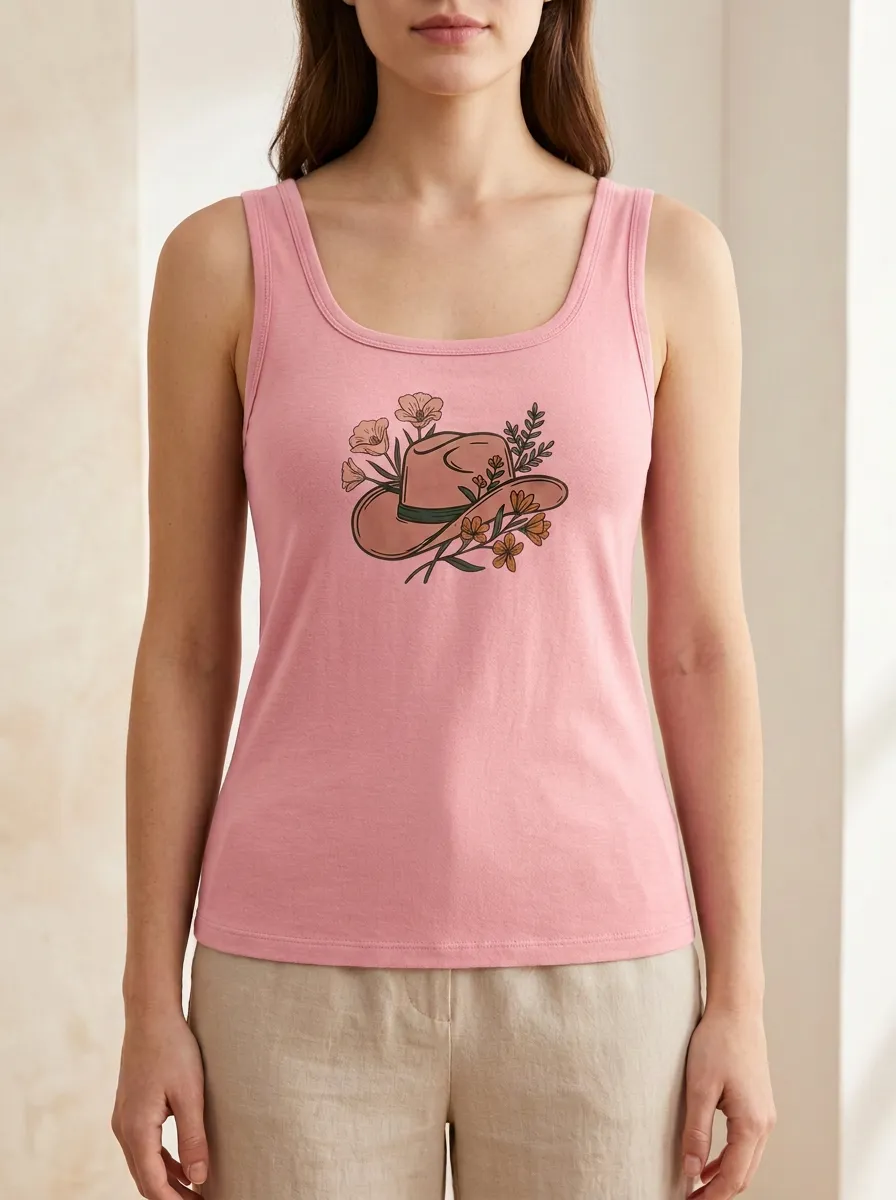Nature Floral Built-In Bra Tank Top