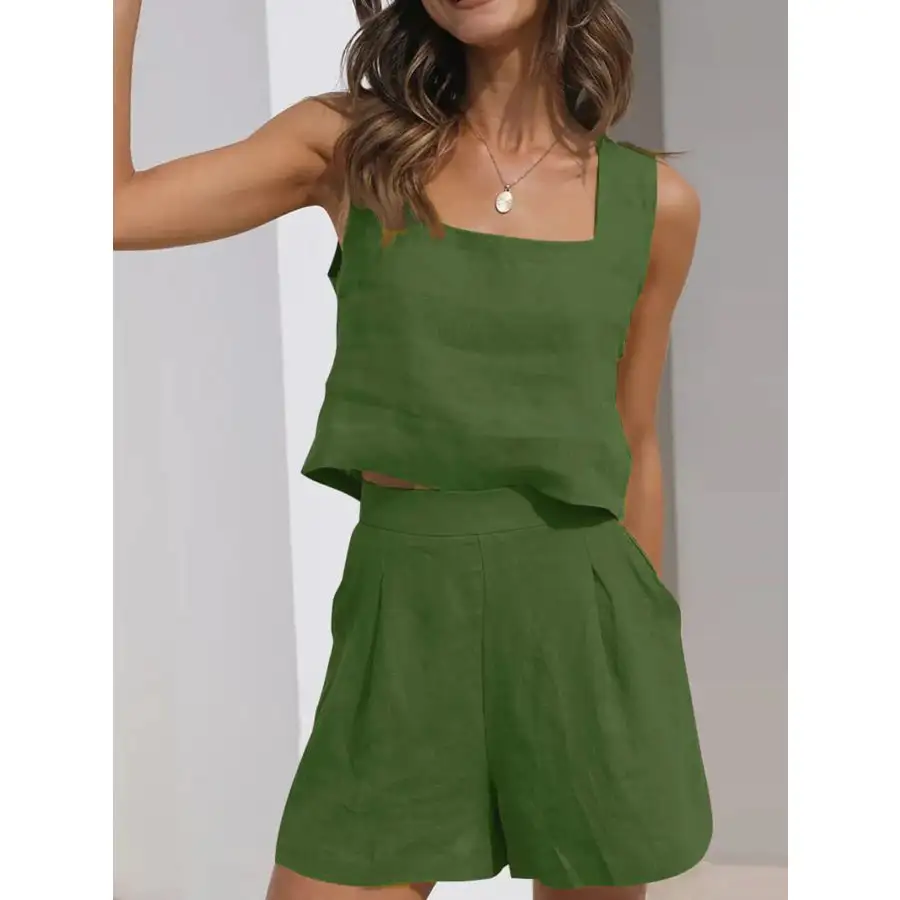 Square Neck Tank and Shorts Set