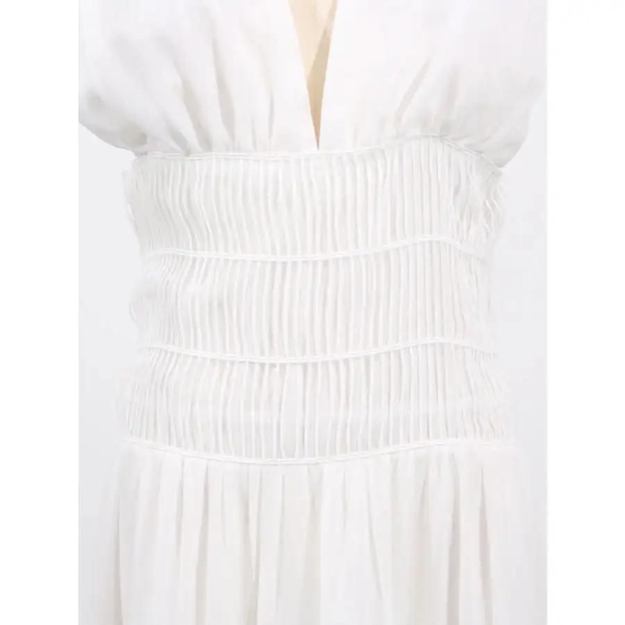 Tiered V Neck Sleeveless Maxi Dress