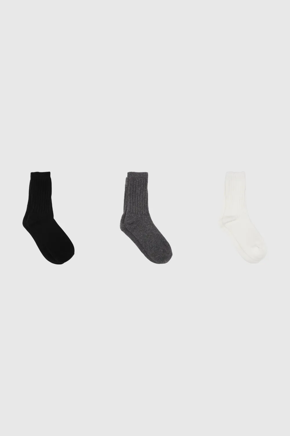Ribbed Cashmere Wool Blend Socks - Three Pack